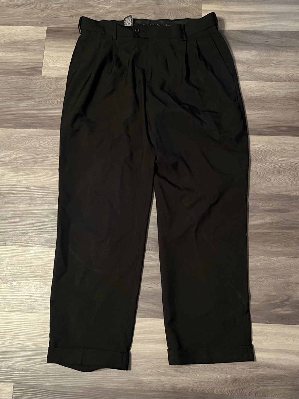 Covington Mens Dress Pants 34x30 Black Pleated Front Cuffed Classic Fit Trousers